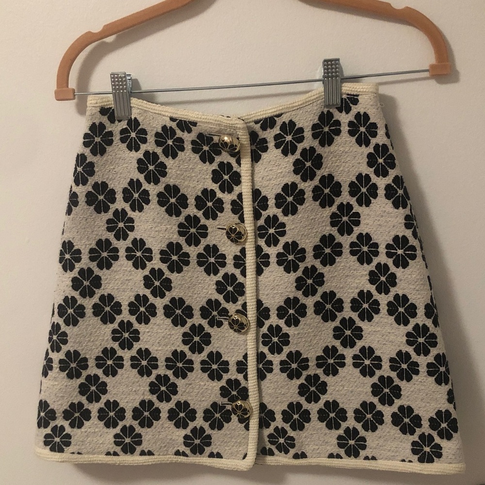Kate Spade Floral Patterned Black and Cream Skirt
